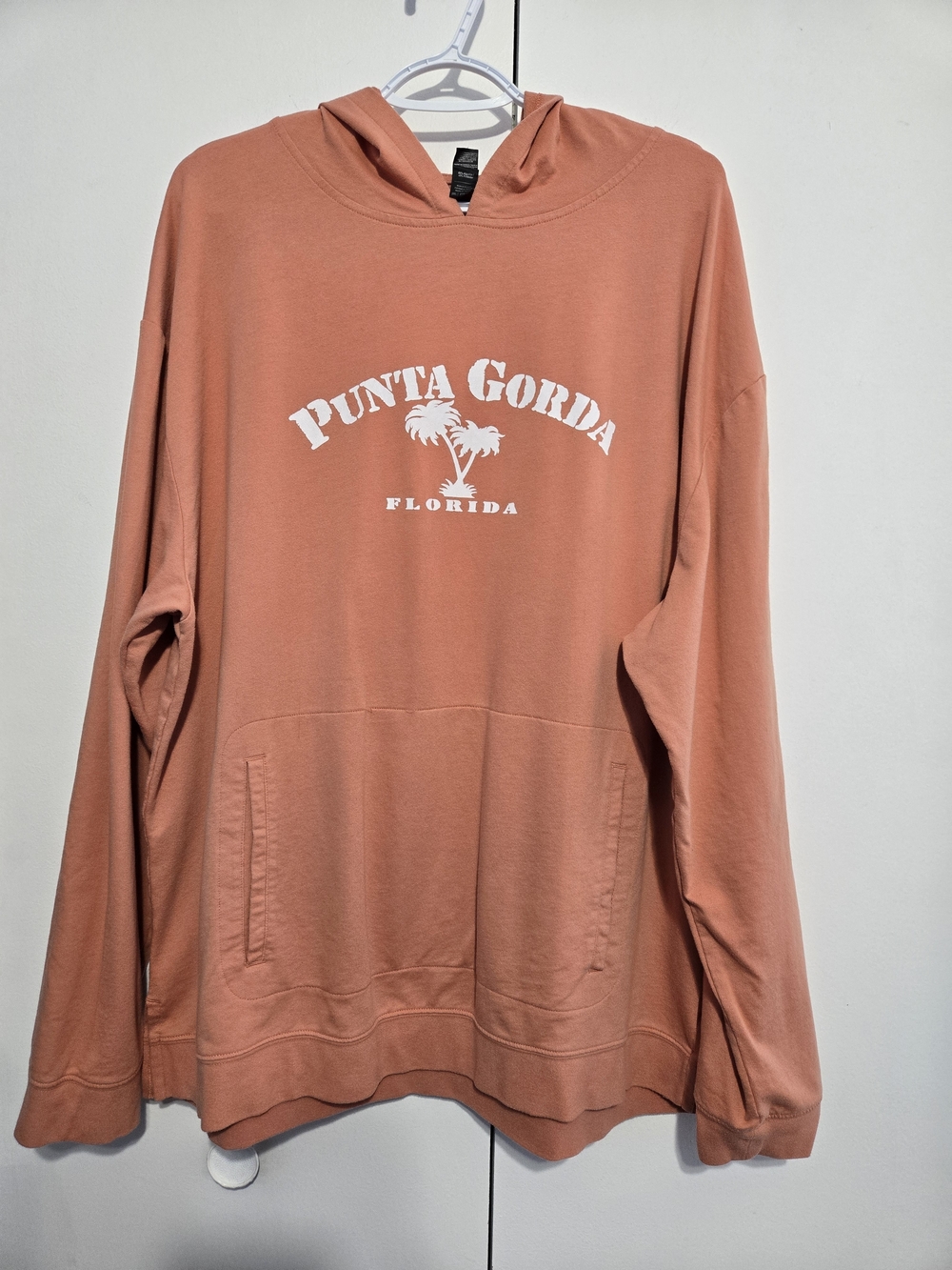Anvil Punta Gorda Florida Hoodie Women’s 2XL Coral‎ Graphic Pullover Lightweight